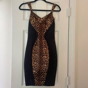 EUC Agent Provacateur silk cheetah mini dress with mesh inserts size 8 (fits XS)